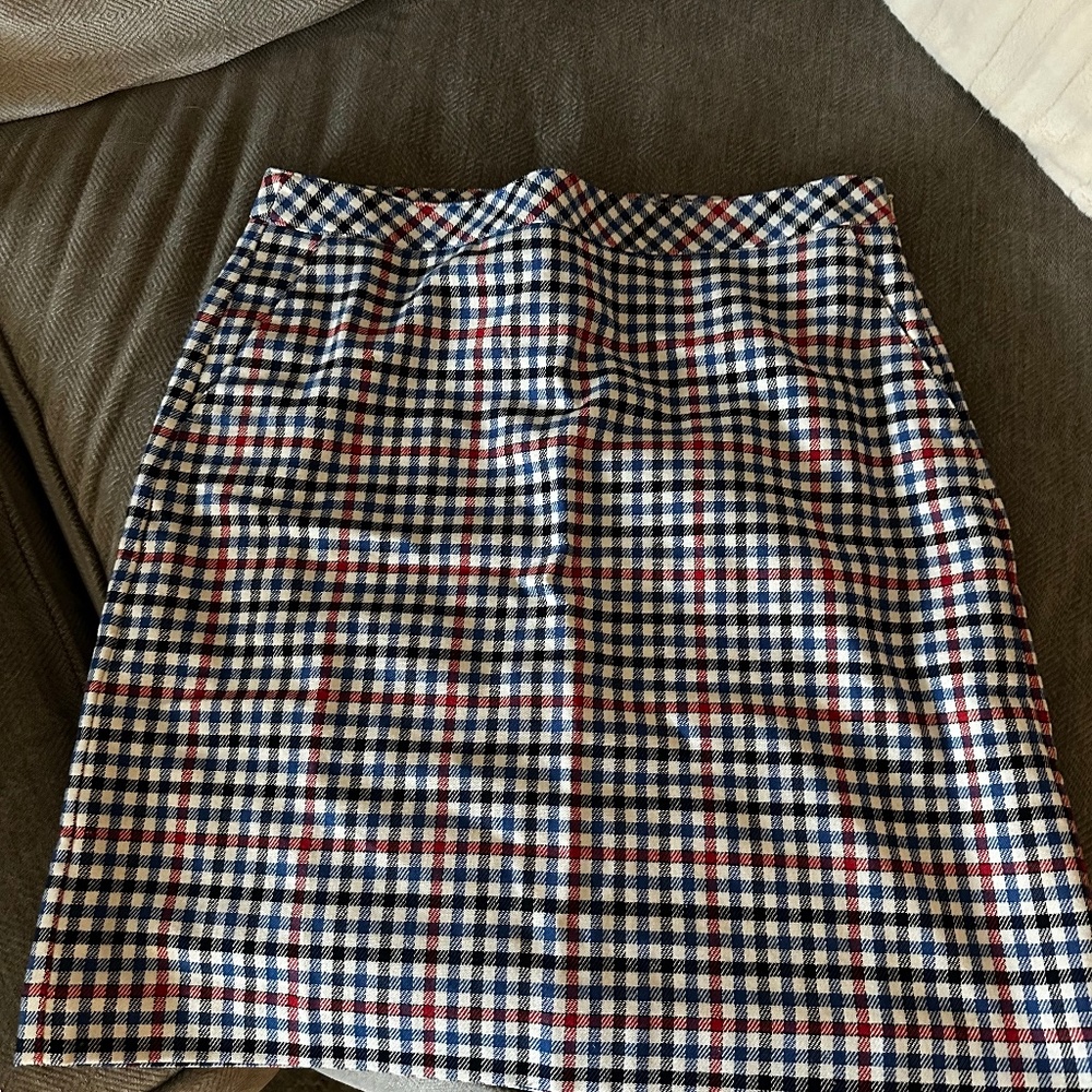 Talbots size 10 red blue and black checked
